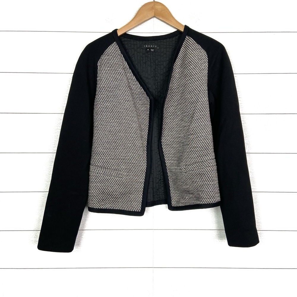 THEORY Black Tweed Knit Blazer Jacket 8